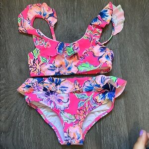 Lilly Pulitzer Pink and Blue Floral Kids Bikini
